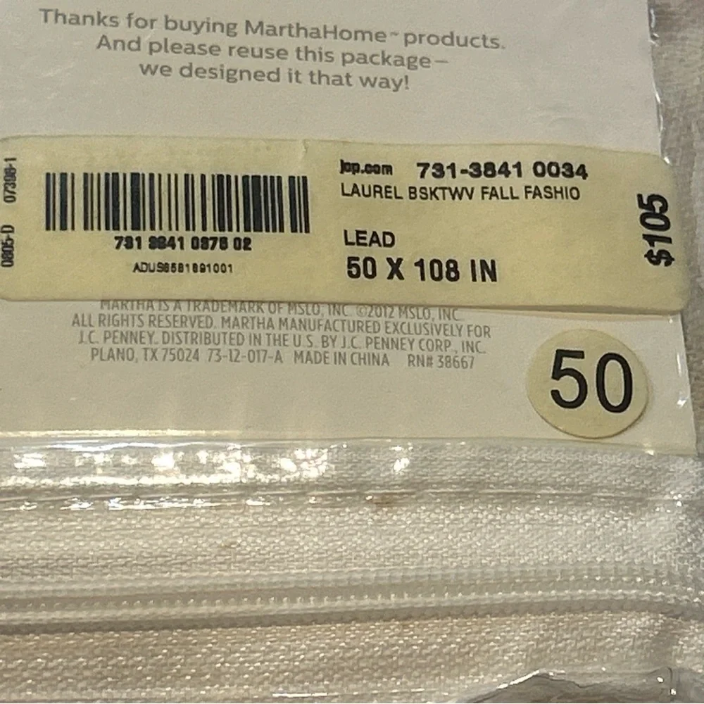 2013 MARTHA WINDOW LAUREL BASKETWEAVE GROMMET PANEL 50X108